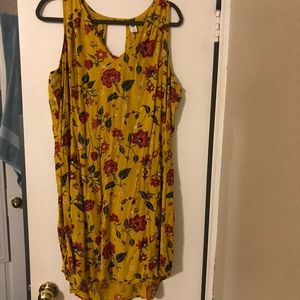 Mustard yellow and flower print dress